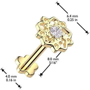Titanium Labret flower zirconia flower base Push-In