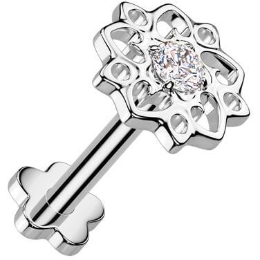 Titanium Labret flower zirconia flower base Push-In