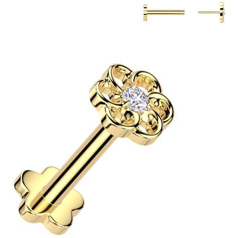 Titanium Labret flower zirconia flower base Push-In