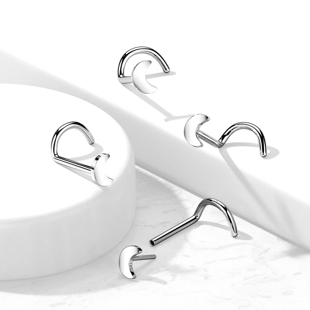 Titanio Screw Nasale Luna piatta d´argento Push-In