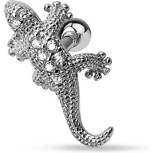 Barbell Gecko Zirkonia Silber