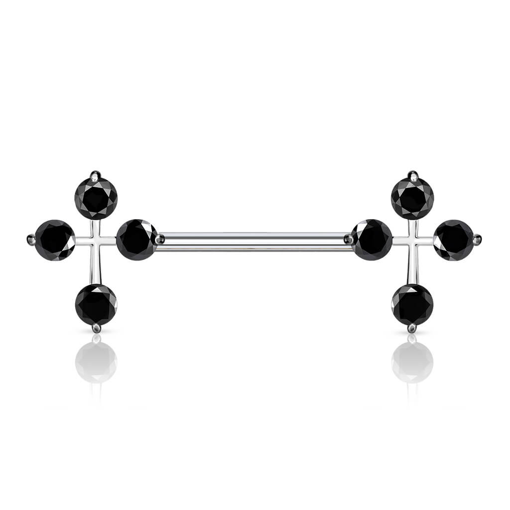 Nippelpiercing Kreuz Zirkonia