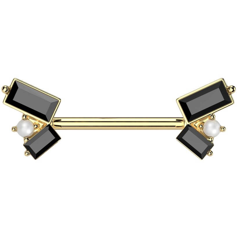 Nipple Piercing pearl baguette cut zirconia