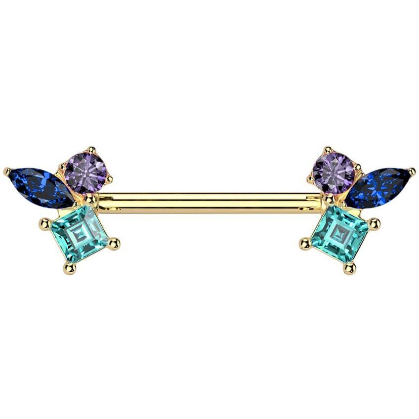 Nipple Piercing multicolor zirconias