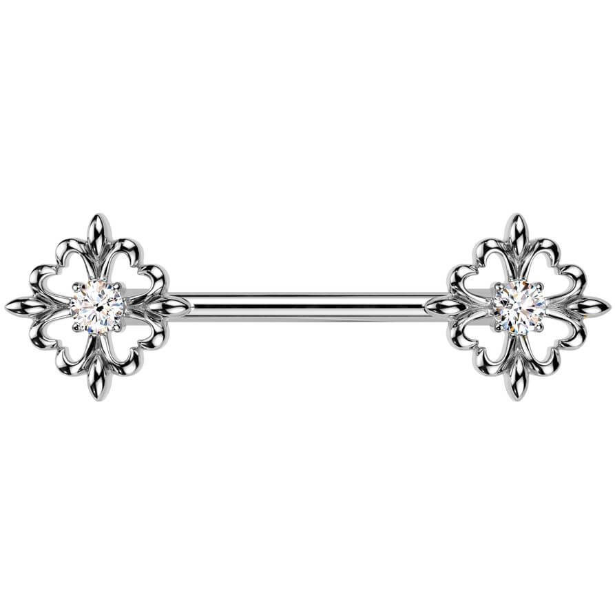 Nipple Piercing fleur de lis ends zirconia