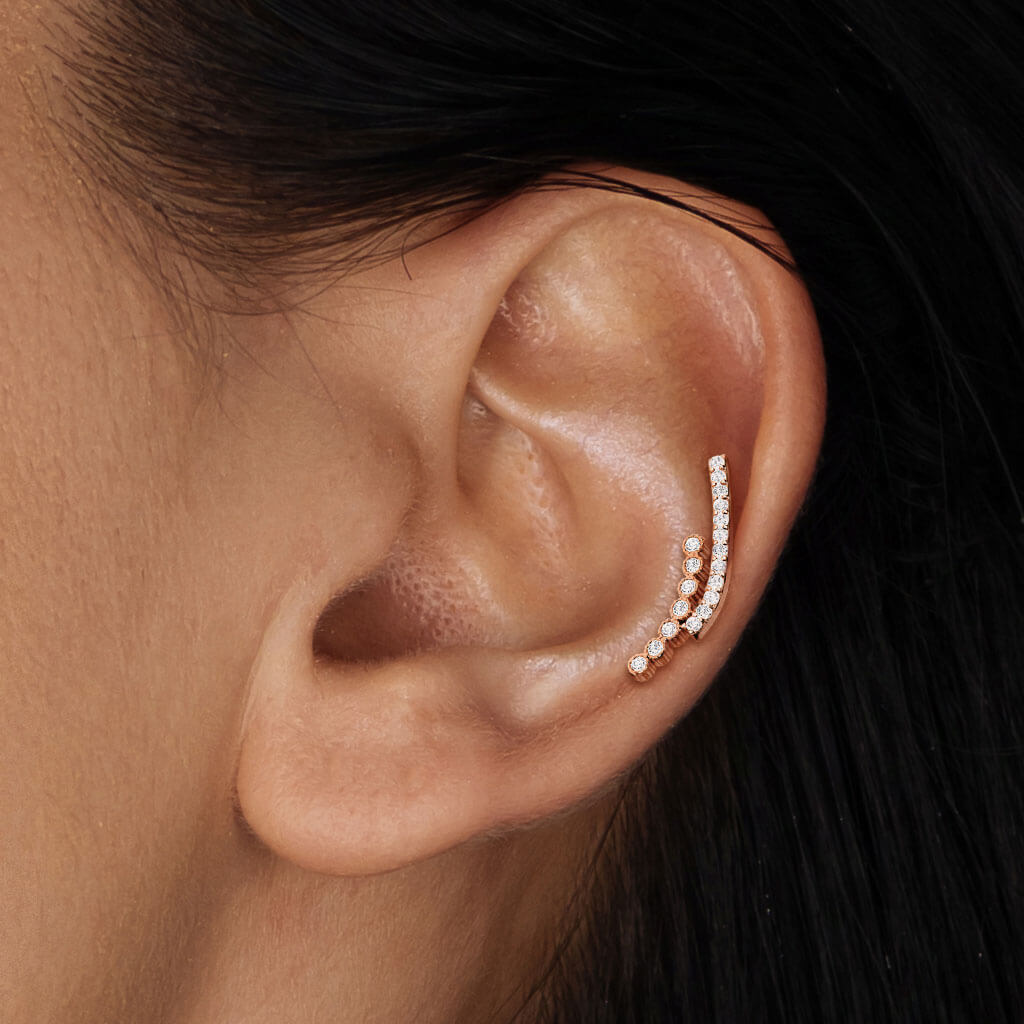 Labret Stab Gebogen Zirkonia Innengewinde