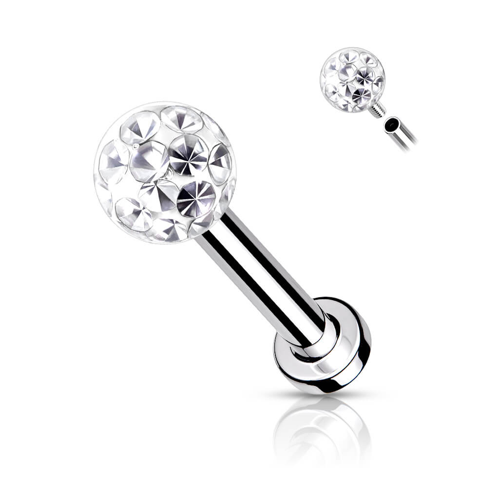 Labret Bille Zircone Filetage Interne