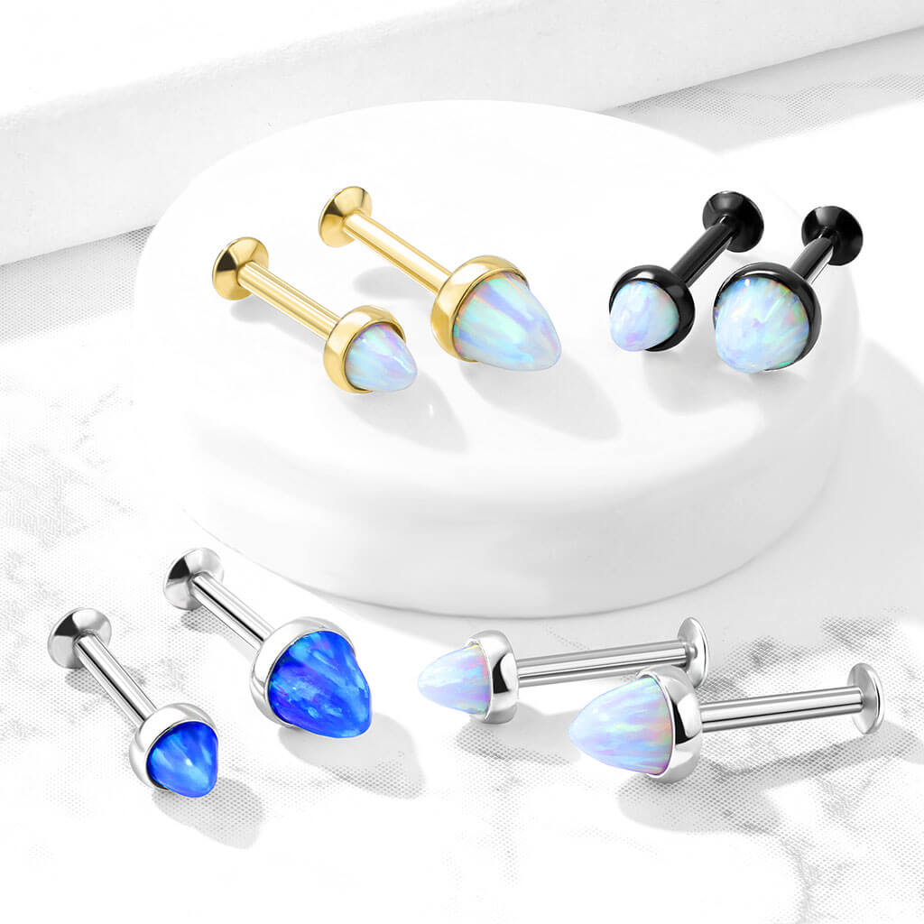 Labret Opale Serti Clos Filetage Interne