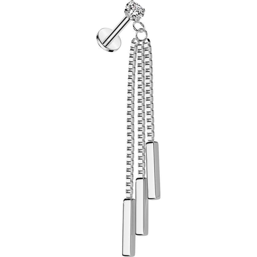 Labret 3 barre pendente con catena Filettatura Interna