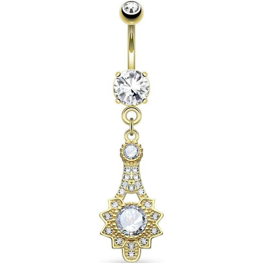 Piercing Nombril Pendentif Soleil Tribal Zircone