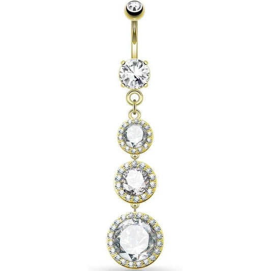 Bauchnabelpiercing Kugel beweglich 3 Zirkonia