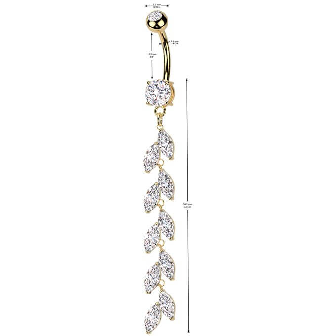 Belly Button Piercing marquise cut zirconia dangle