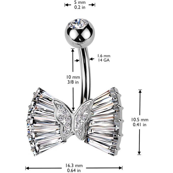 Belly Button Piercing ribbon zirconia