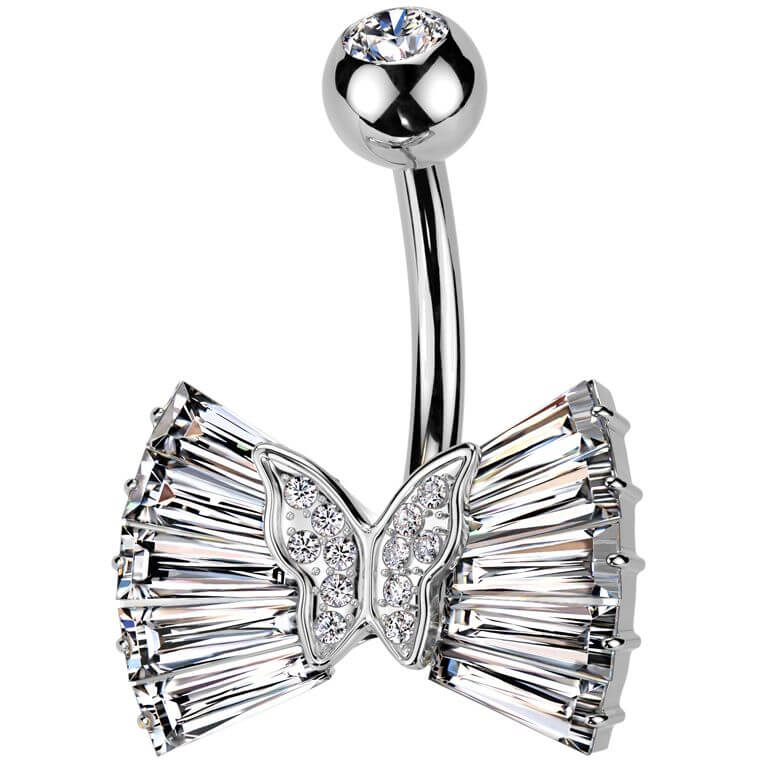 Belly Button Piercing ribbon zirconia