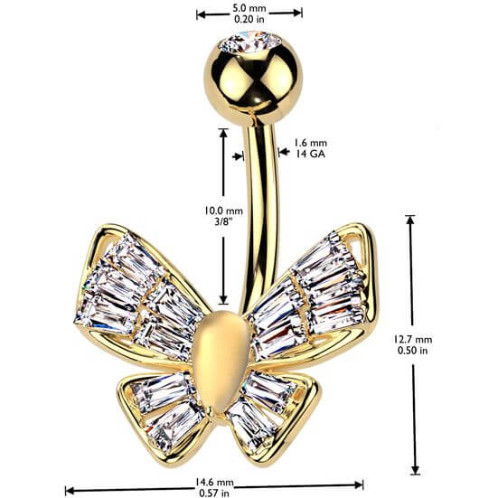 Belly Button Piercing butterfly zirconia