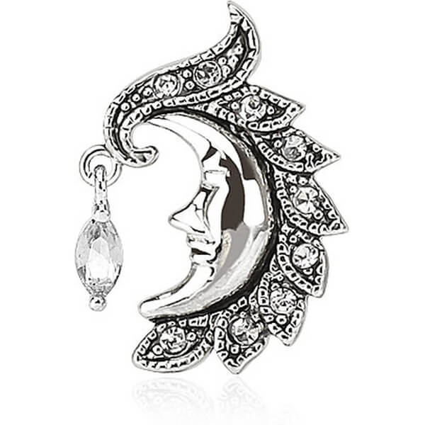Piercing Nombril Lune Inversé Zircone Argent