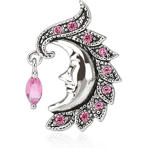 Piercing Nombril Lune Inversé Zircone Argent