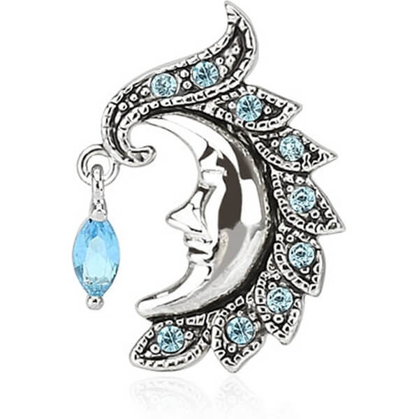 Piercing Nombril Lune Inversé Zircone Argent