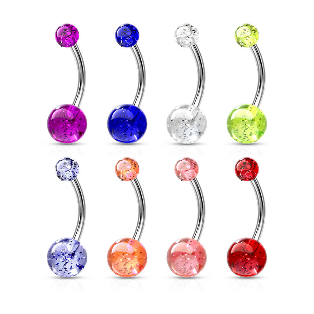 Belly Button Piercing Acrylic Glitter Ball