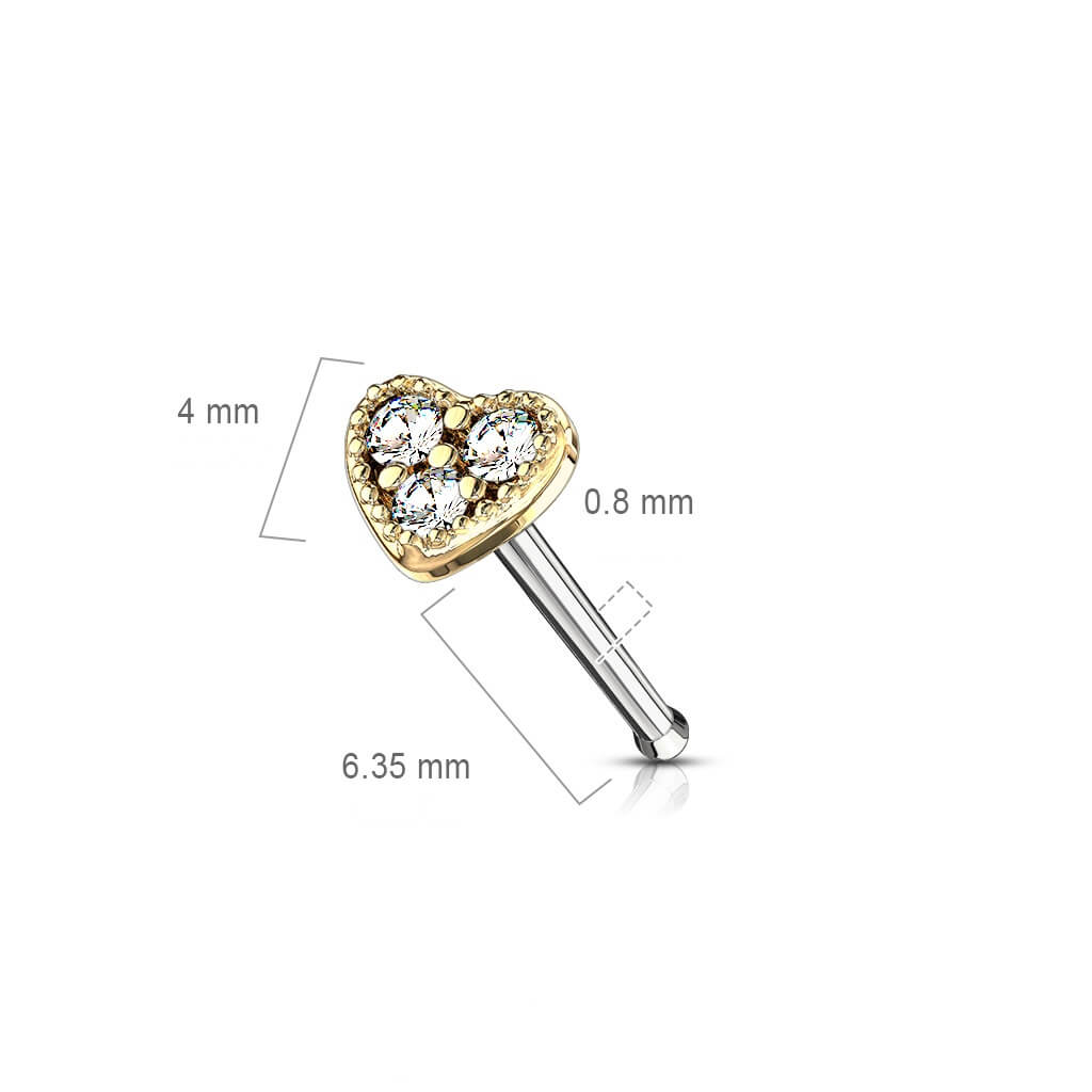 Stud Nasale Zircone a cuore
