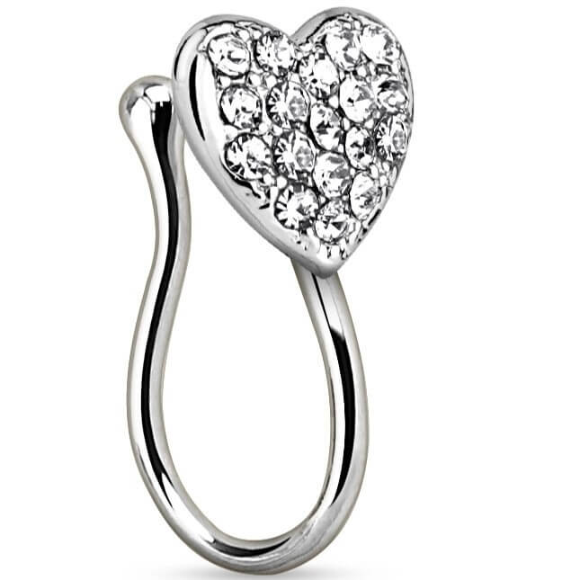 Fake Nose Piercing Heart Zirconia Bendable