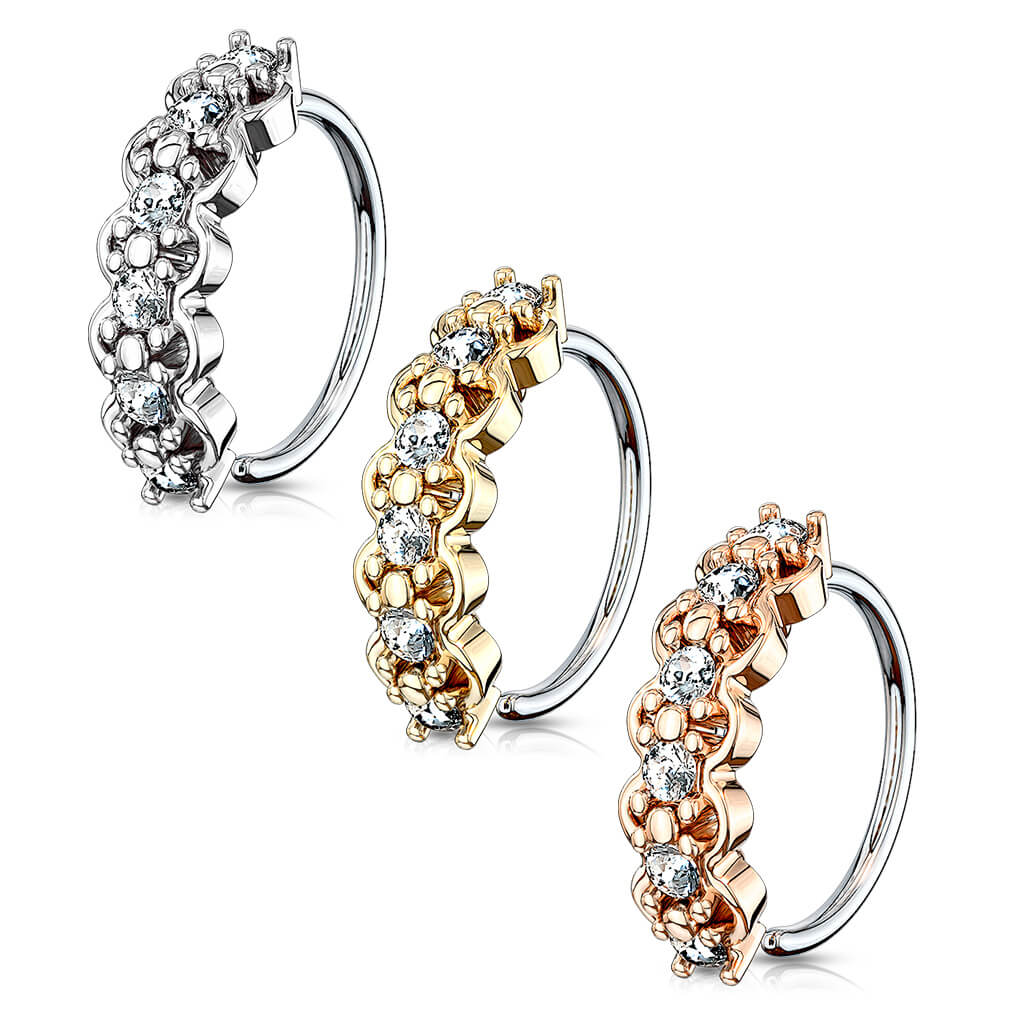 Anello Piercing Zirconi Pieghevole