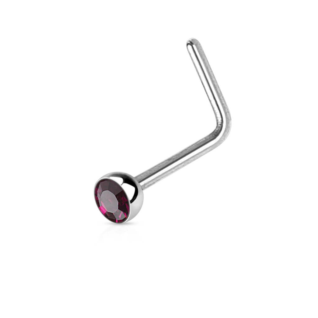 Nasenstecker L-Form Zirkonia Silber