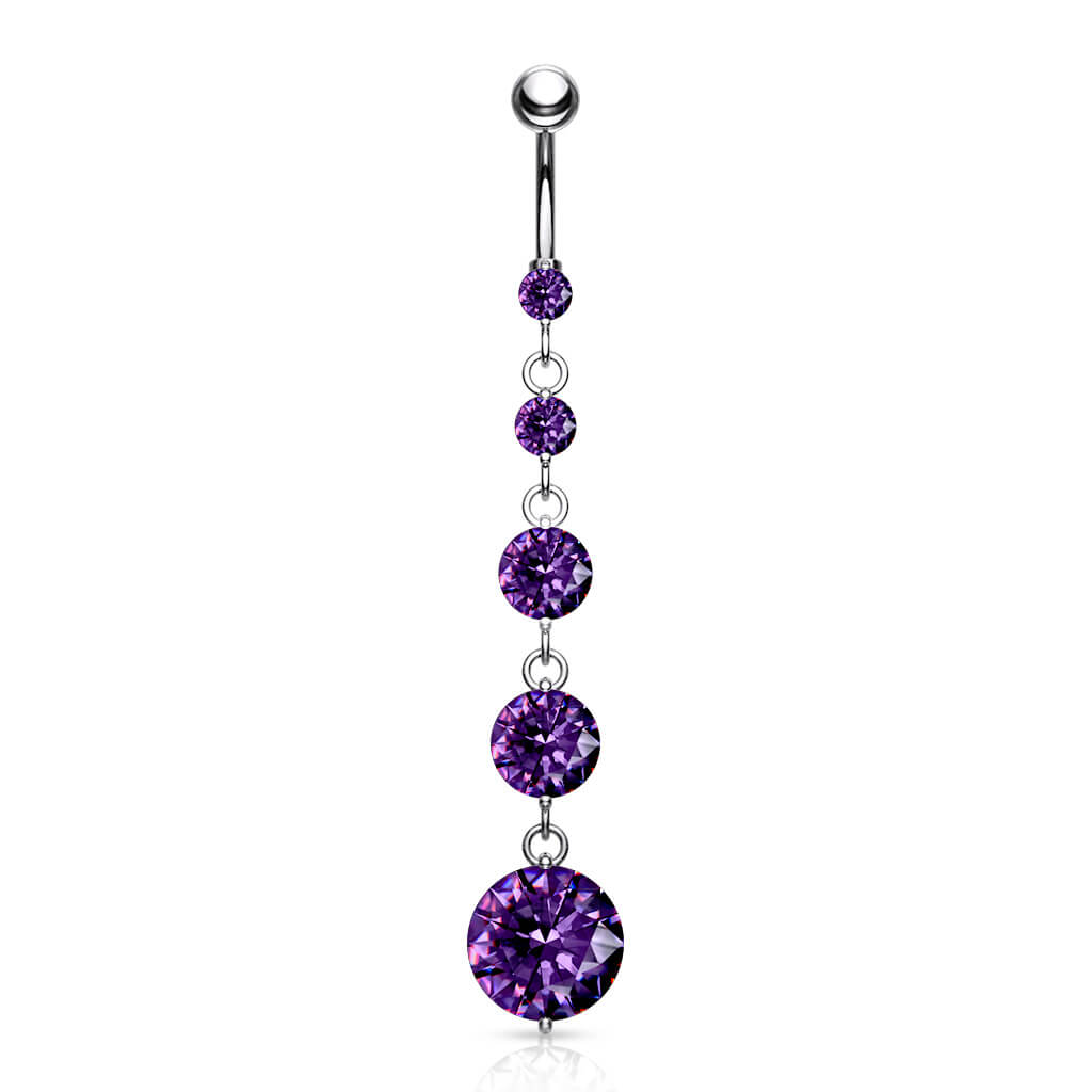 Piercing Nombril Pendentif 5 Zircones Argent