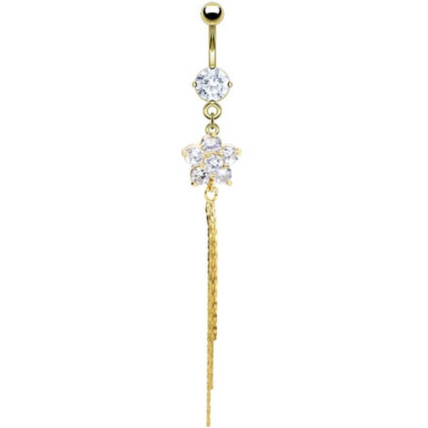 Piercing Nombril Pendentif Fleur Zircone