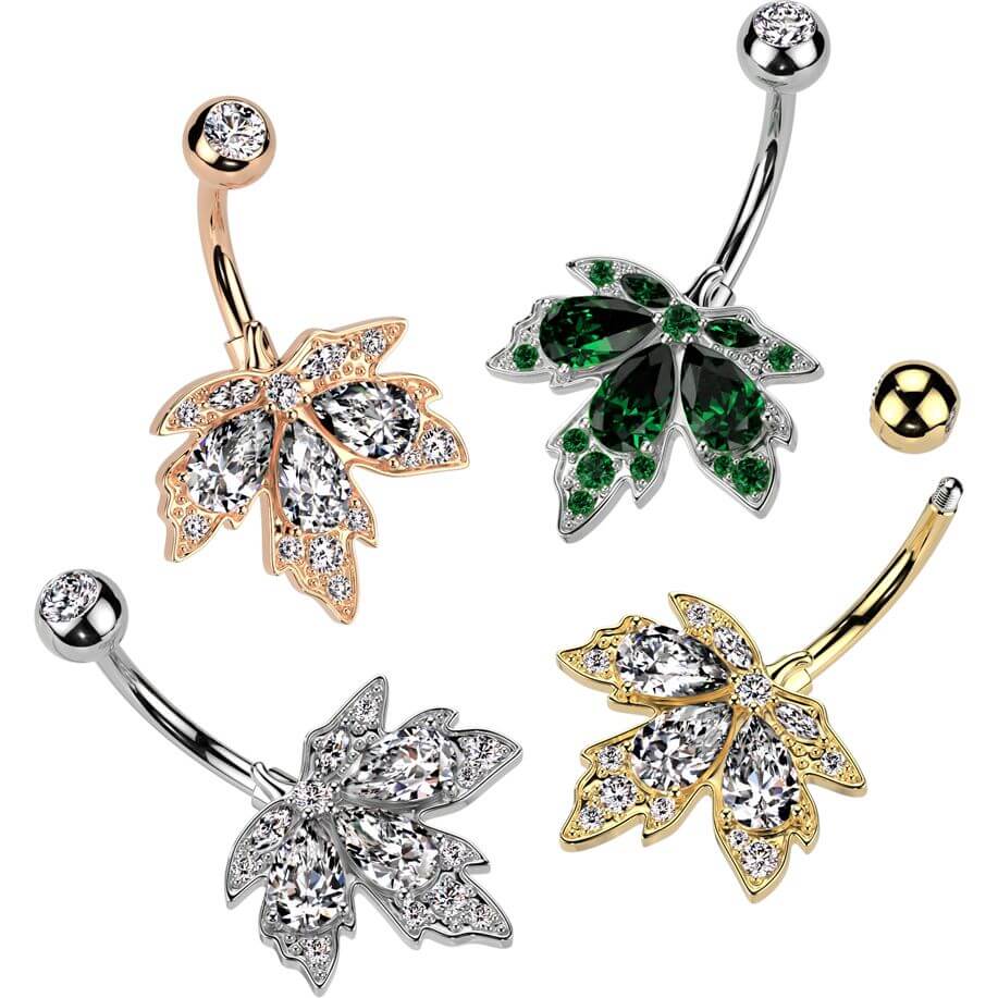 Belly Button Piercing leaf zirconia