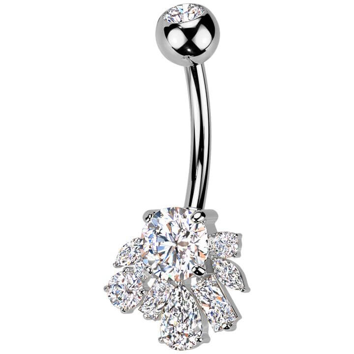 Belly Button Piercing titanium brass zirconia cluster