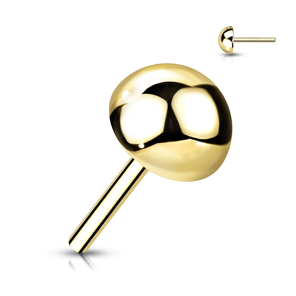 14 Karat Gold Top Kuppel Gelbgold Weißgold Push-In
