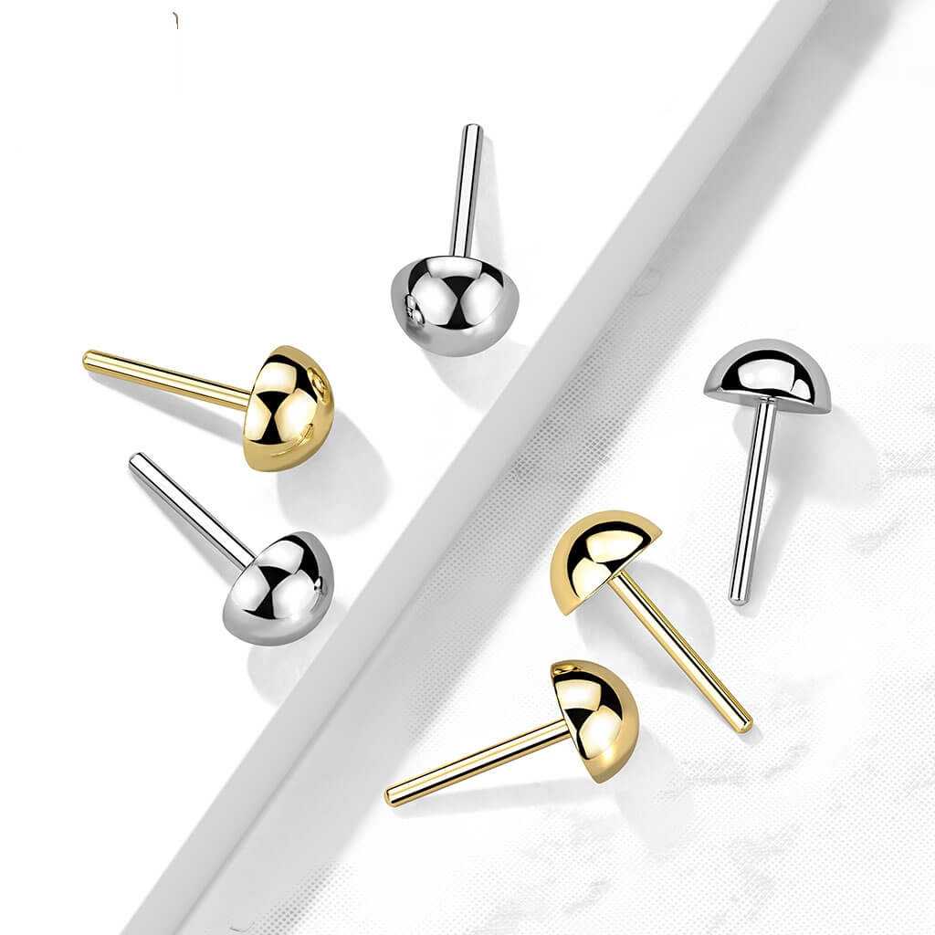 14 Karat Gold Top Kuppel Gelbgold Weißgold Push-In
