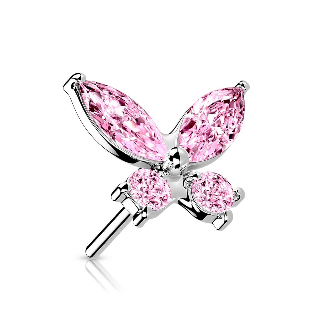 Oro 14kt Top Circonitas Mariposa Push In