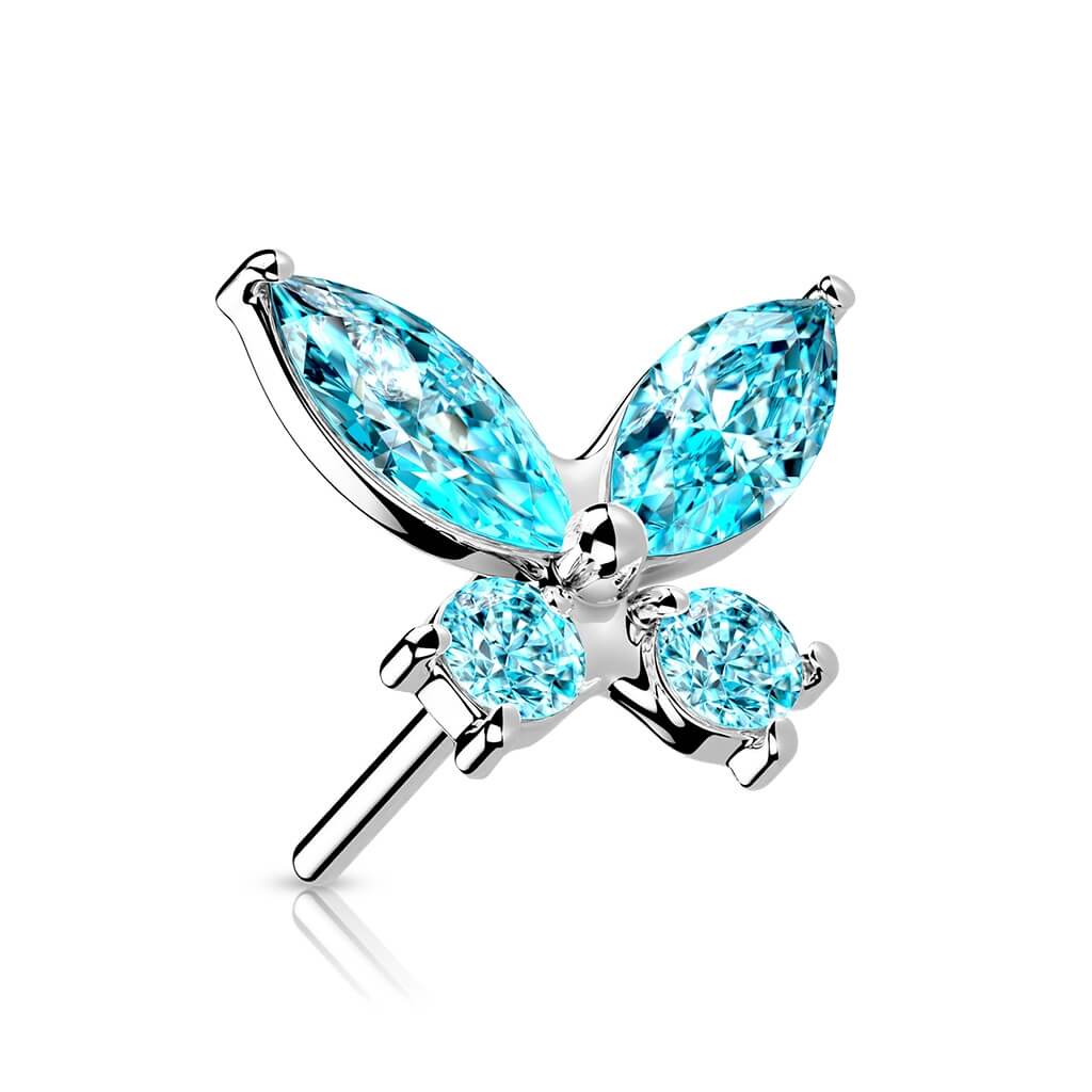 Oro 14kt Top Circonitas Mariposa Push In