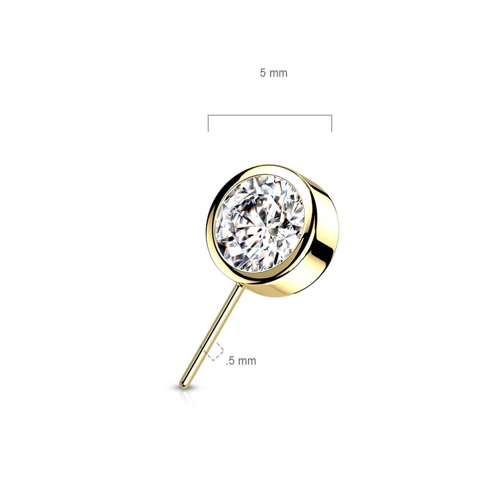 14 Karat Gold Top Zirkonia Rund Gelbgold Weißgold Push-In