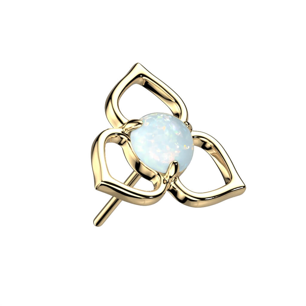 Or 14kt Embout Embout Fleur Zircone Enfoncer
