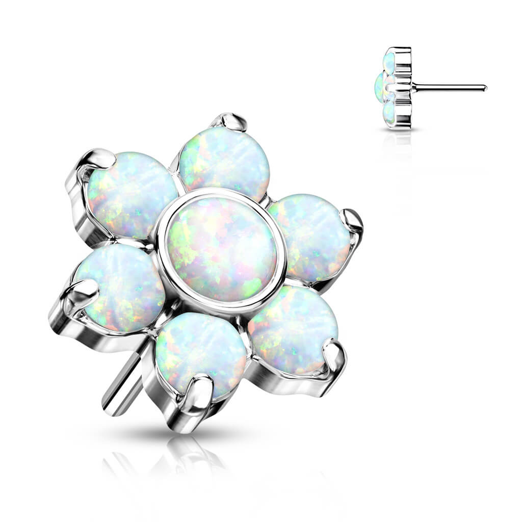 Titane Embout Embout Fleur Opale Argent Enfoncer