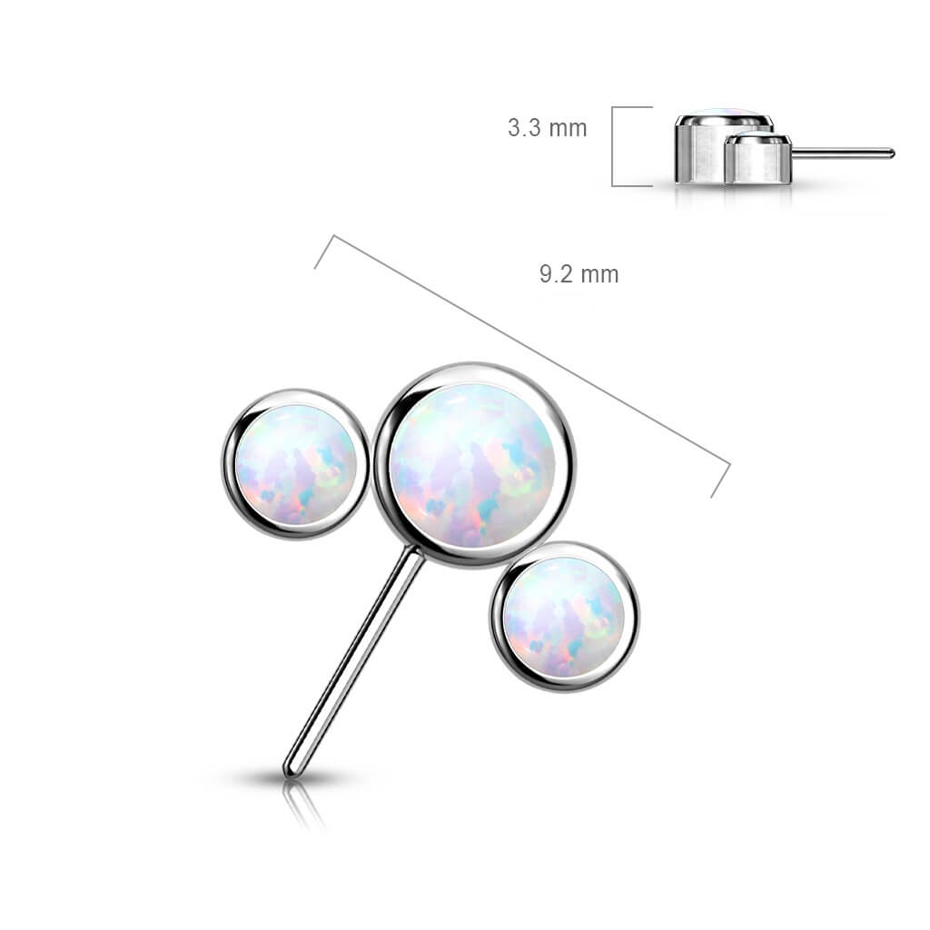Titane Embout Embout 3 Opales Argent Enfoncer