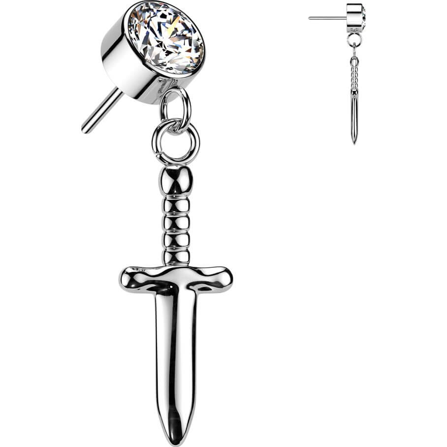 Titanium top zirconia sword dangle Push-In