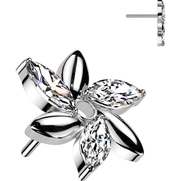 Titanium top flower marquise cut zirconia Push-In