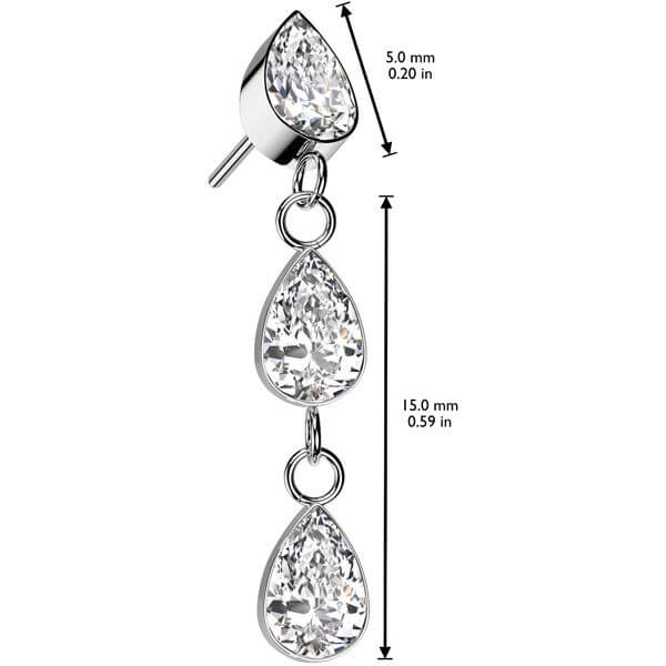 Titanium top teardrop dangle zirconia Push-In