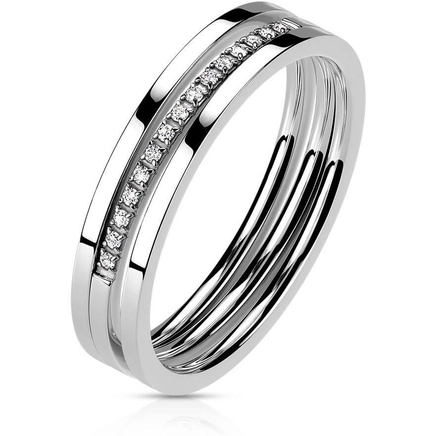 Circonita triple línea plata