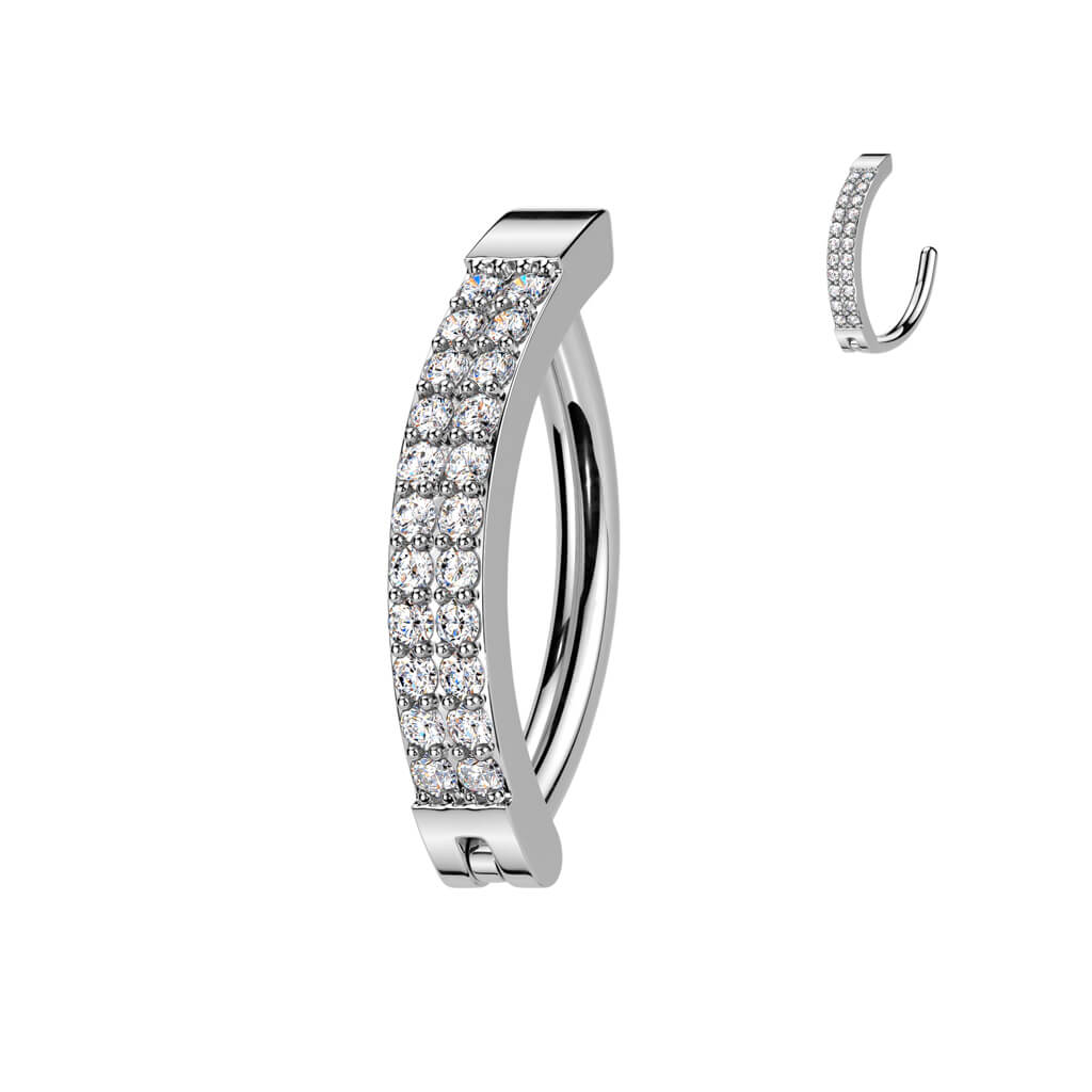 Belly Button Piercing double line pave zirconia Segment