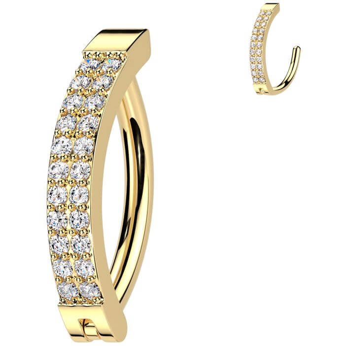 Belly Button Piercing double line pave zirconia Segment