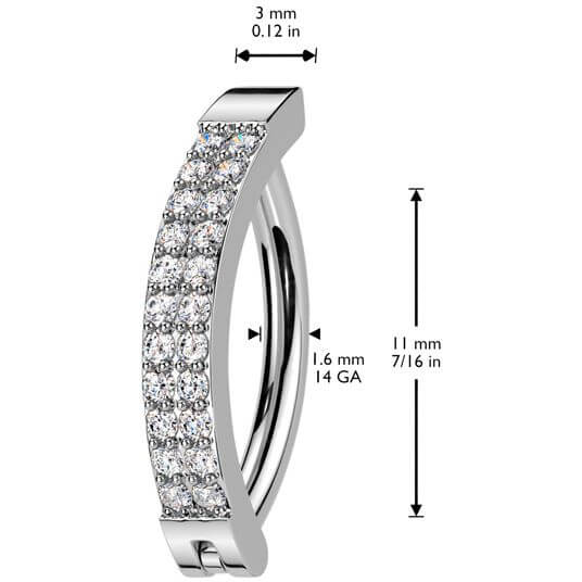 Belly Button Piercing double line pave zirconia Segment