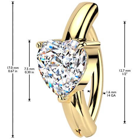 Belly Button Piercing heart zirconia Segment