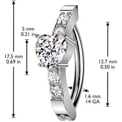 Belly Button Piercing heart zirconia