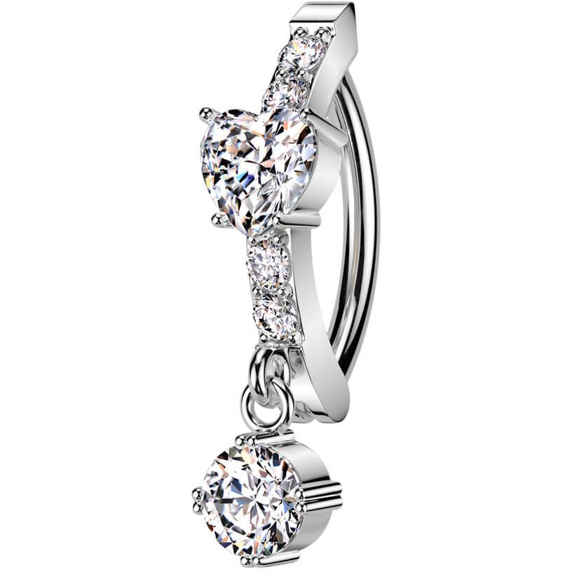 Belly Button Piercing heart dangle zirconia