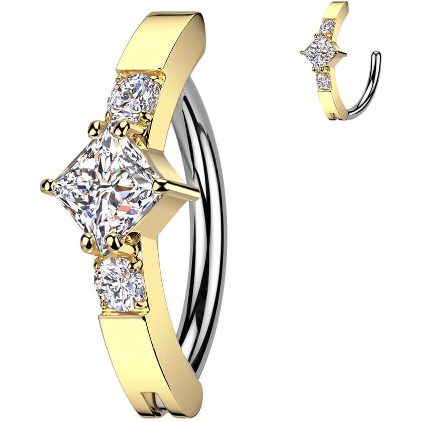 Belly Button Piercing diamond shape zirconia prong setting